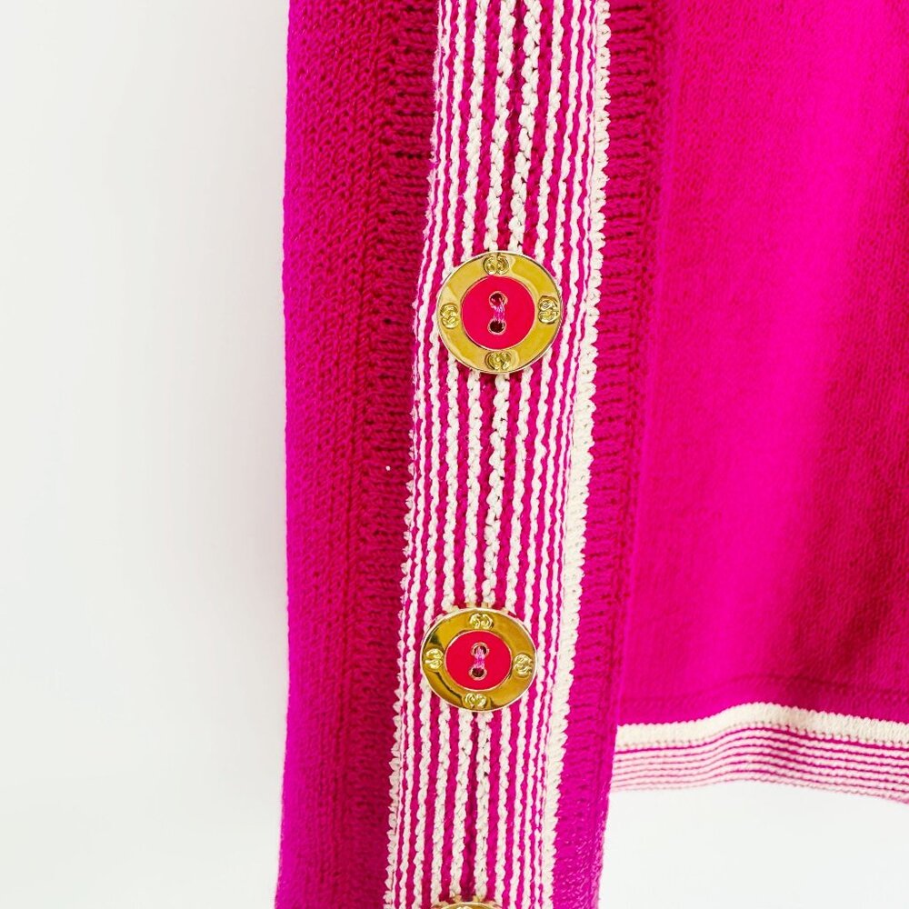 St. John Vintage Pink Santana Knit Long Sleeve Button Side Turtle Neck Sweater M - Picture 5 of 9